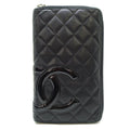 Chanel Black Leather Long Wallet (Bi-Fold) (Pre-Owned)