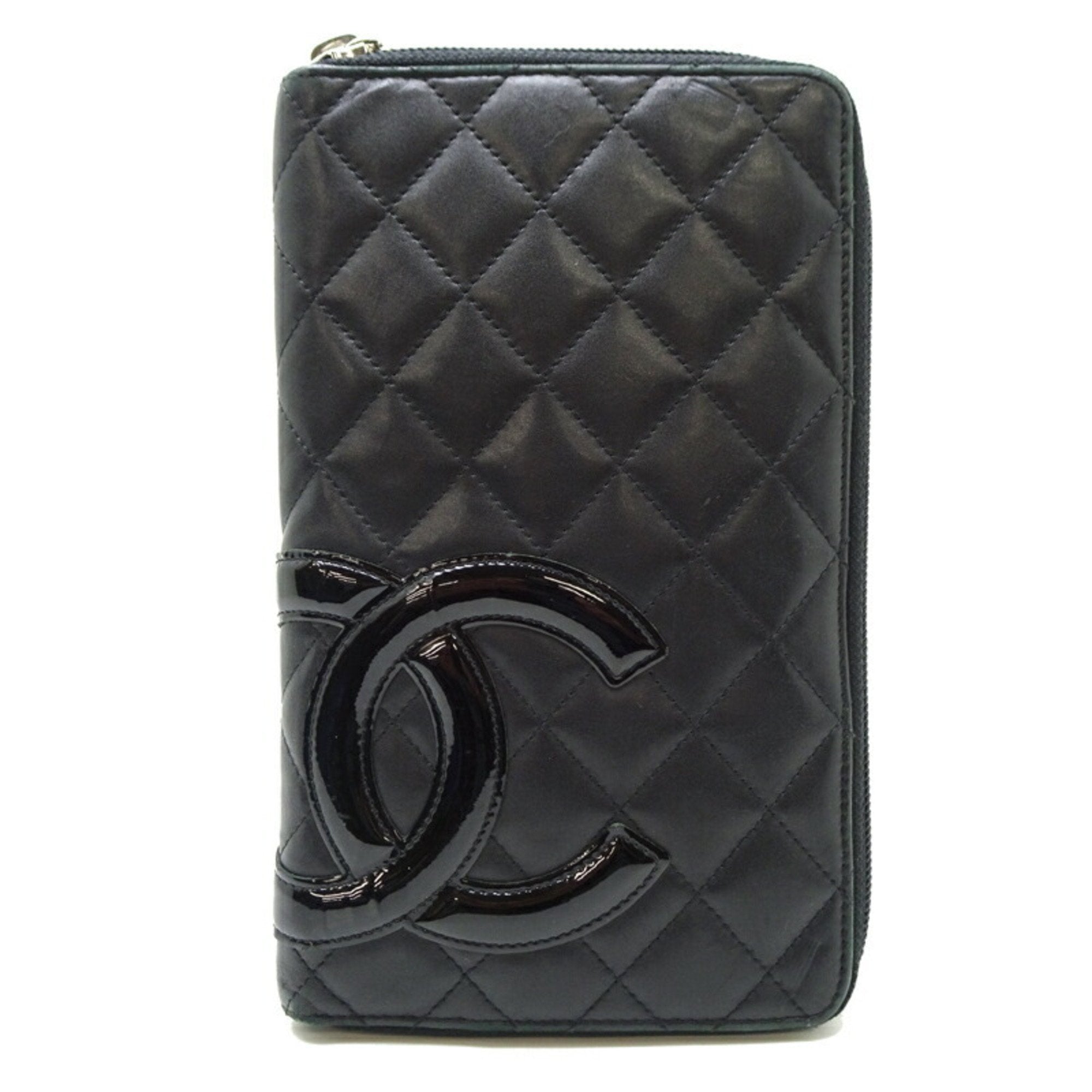 Chanel Black Leather Long Wallet (Bi-Fold) (Pre-Owned)