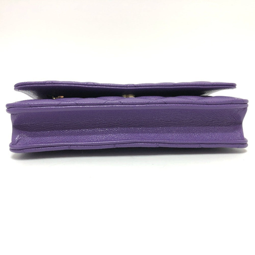 Chanel Matelasse Purple Caviar Leather Shoulder Bag (Pre-Owned)