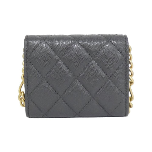 Chanel Gray Grained Calfskin Clutch Bag Shoulder Bag (Pre-Owned)