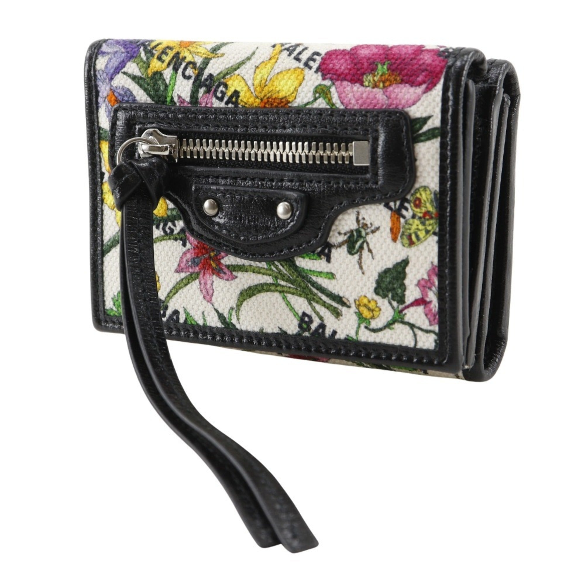 Gucci Black Multi-Color Canvas Wallet (Tri-Fold) (Pre-Owned)