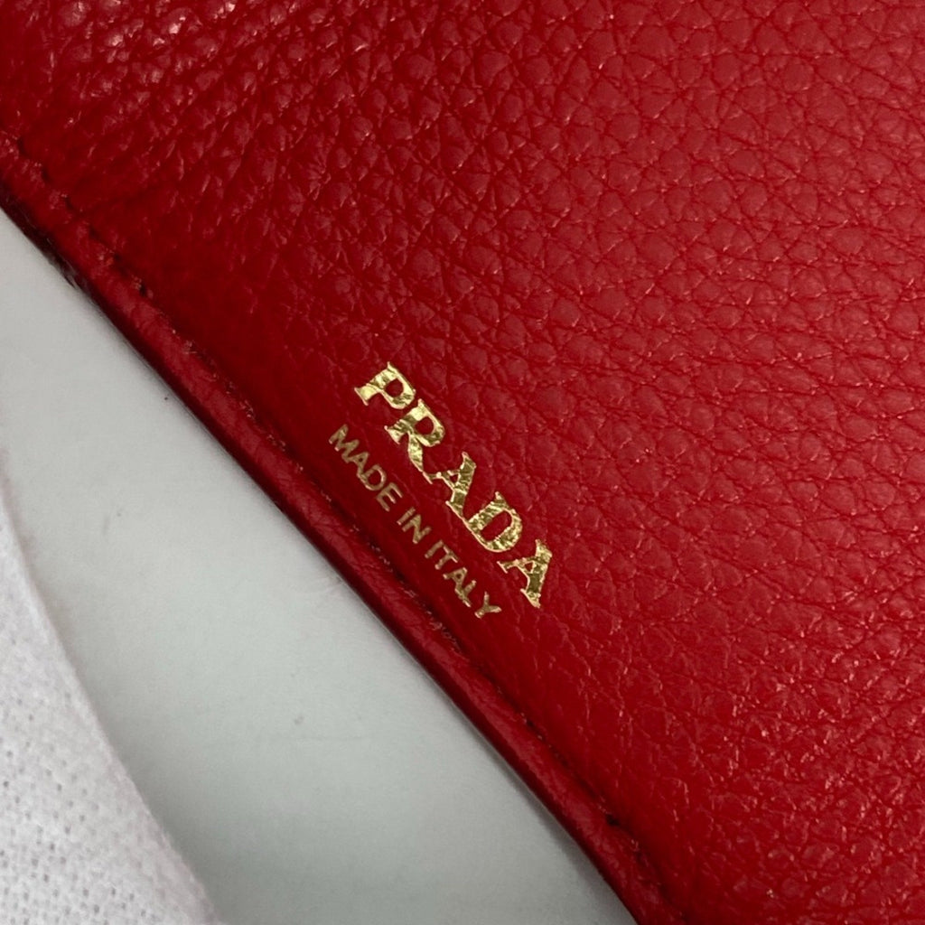 Prada Red Leather Wallet (Tri-Fold) (Pre-Owned)