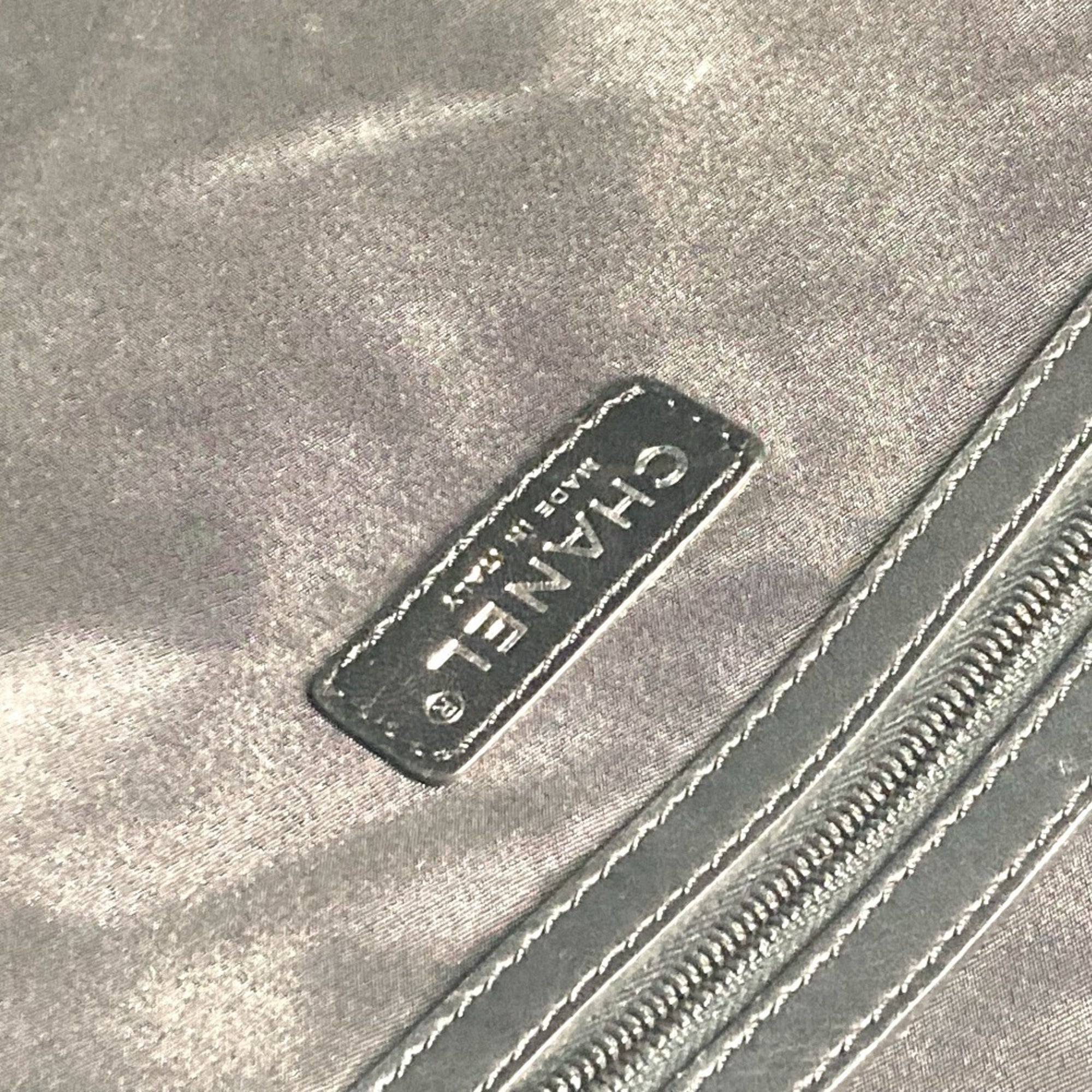 Chanel Black Knit Leather Shoulder Bag Tote Bag (Pre-Owned)