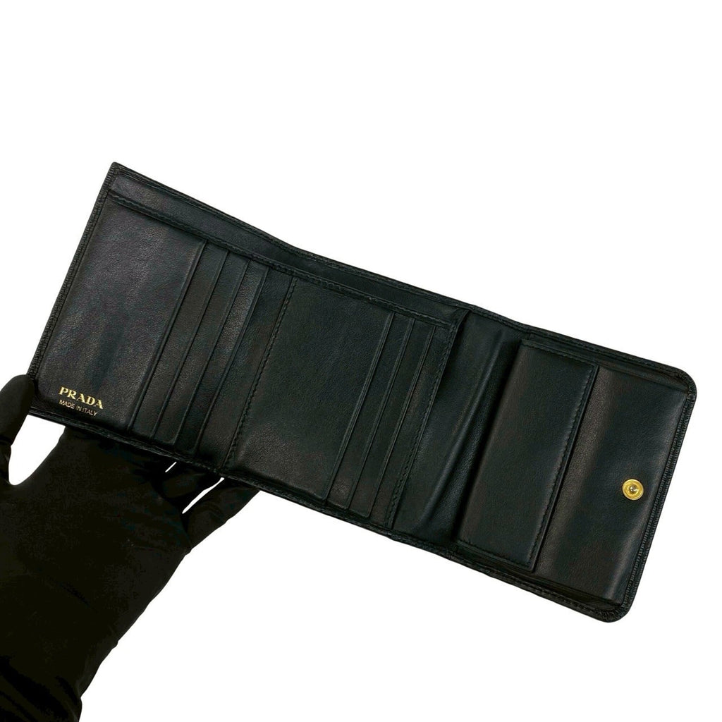 Prada Black Leather Wallet (Tri-Fold) (Pre-Owned)