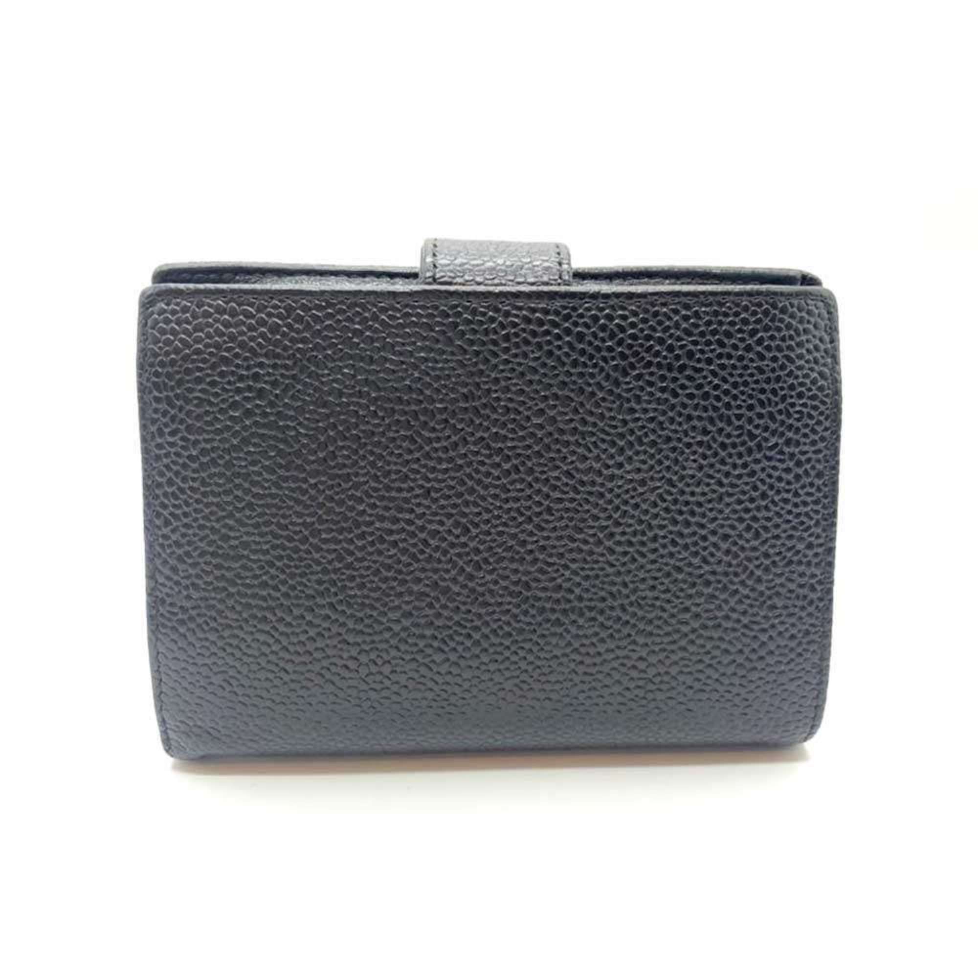 Chanel Black Grained Calfskin Wallet (Bi-Fold) (Pre-Owned)