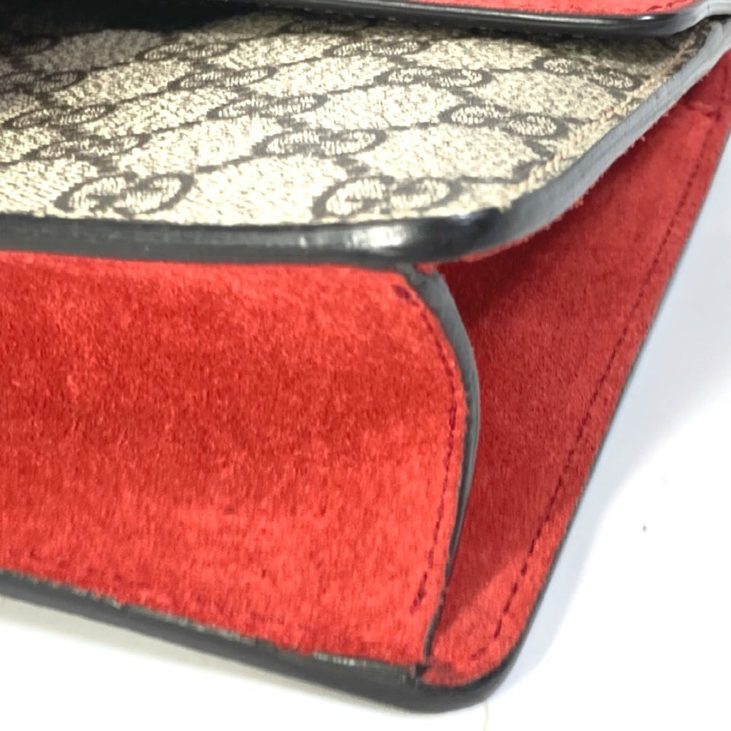 Gucci Beige Red Color Gg Supreme Shoulder Bag (Pre-Owned)