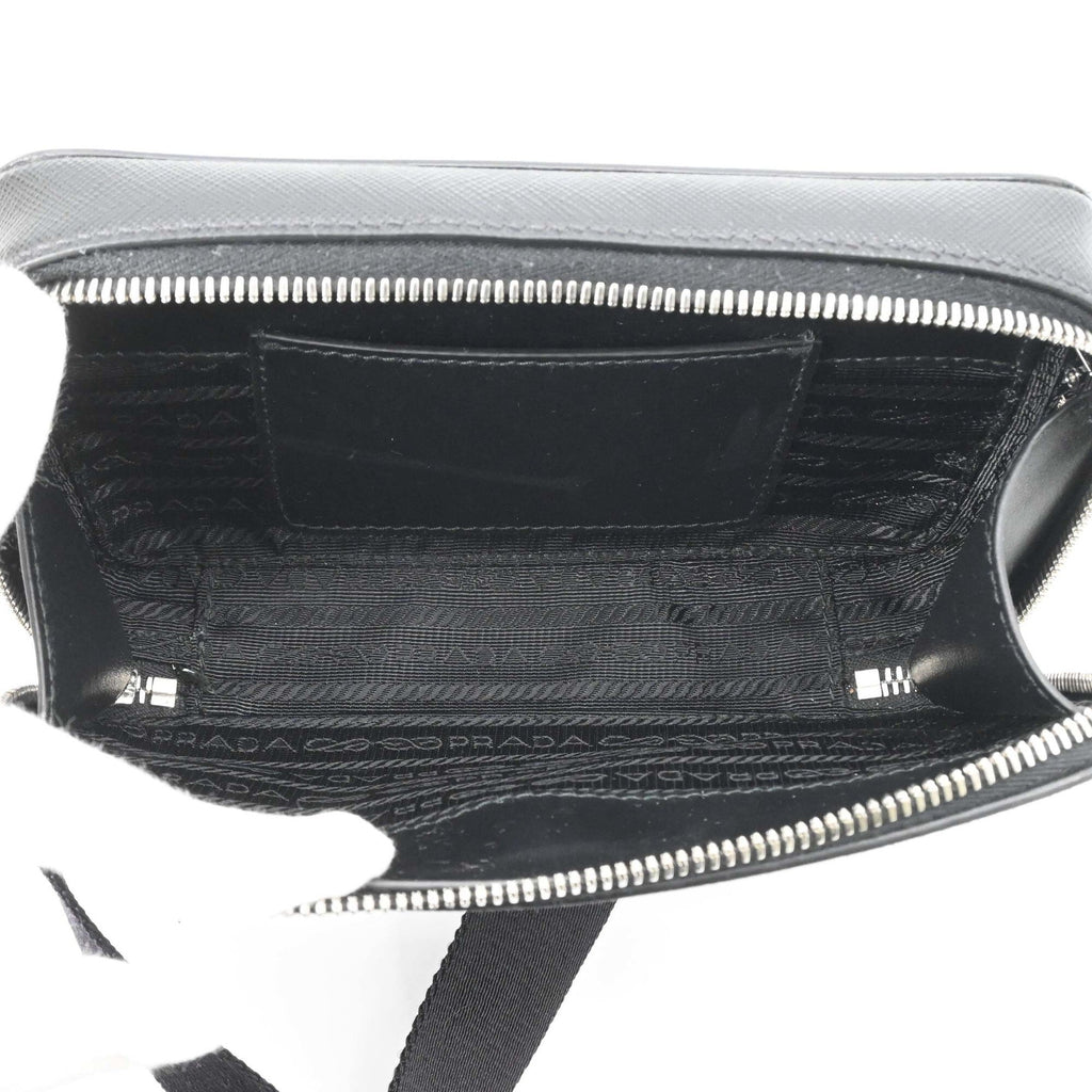 Prada Black Saffiano Triangle Shoulder Bag (Pre-Owned)