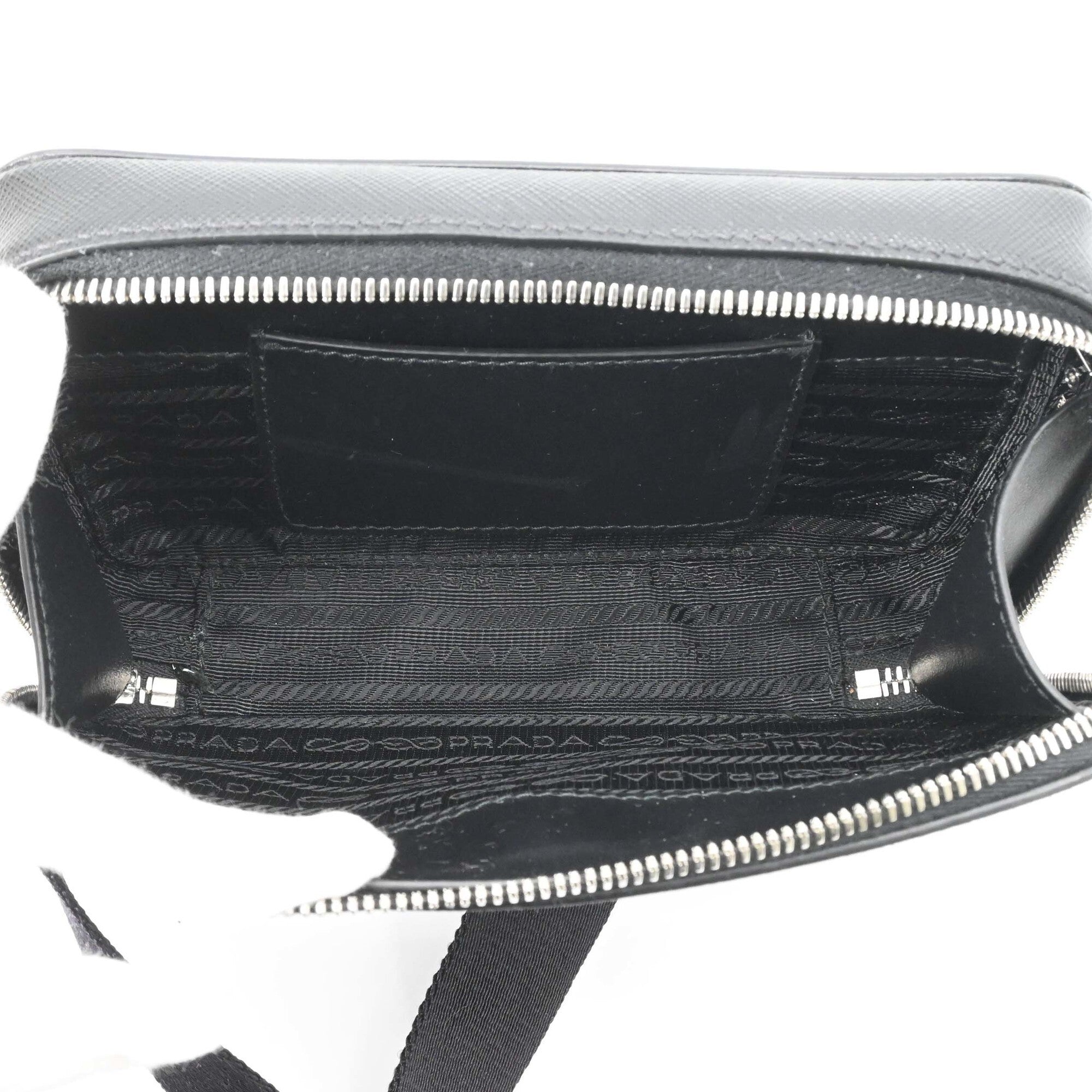 Prada Black Saffiano Triangle Shoulder Bag (Pre-Owned)