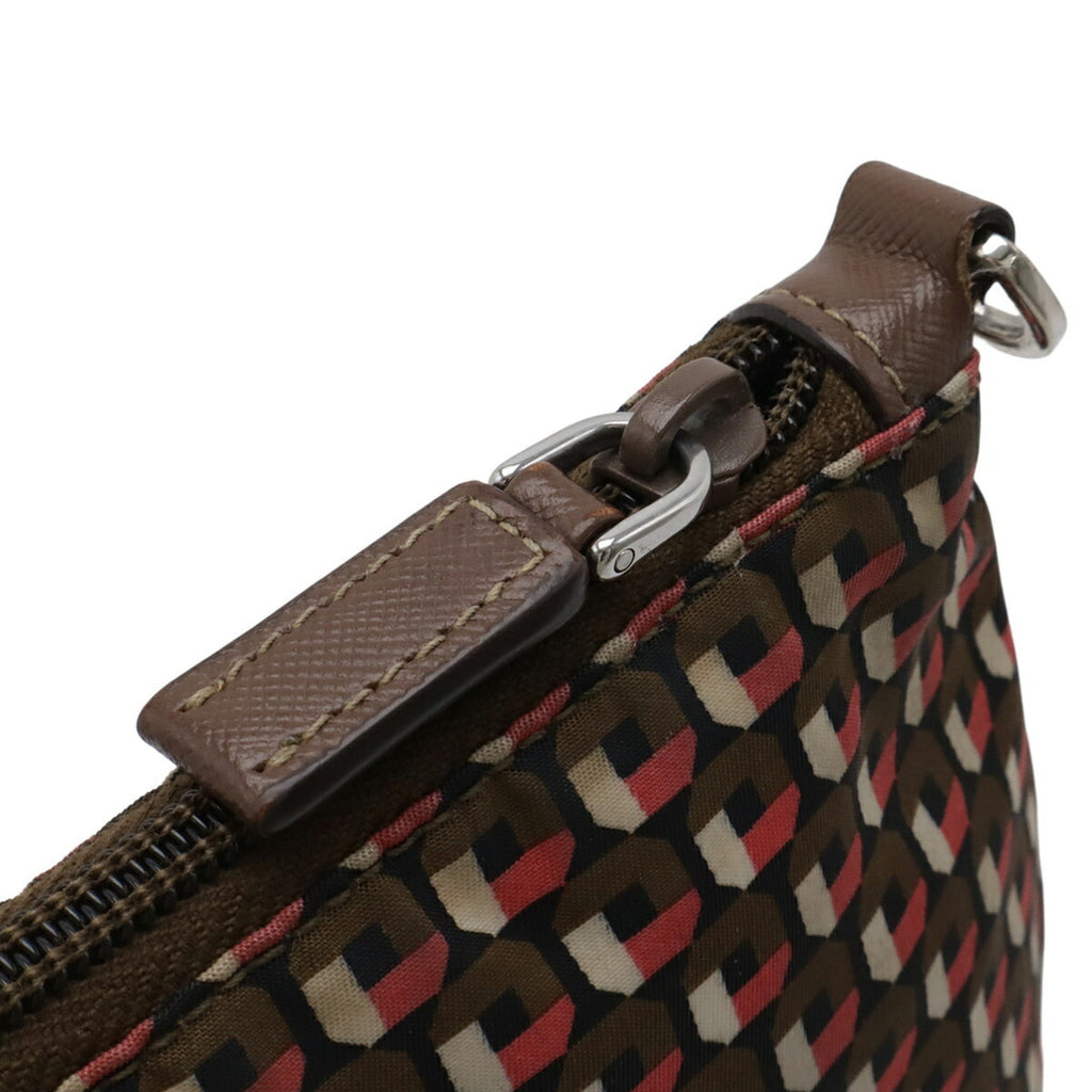 Prada Brown Multi-Color Pink Tessuto Shoulder Bag (Pre-Owned)