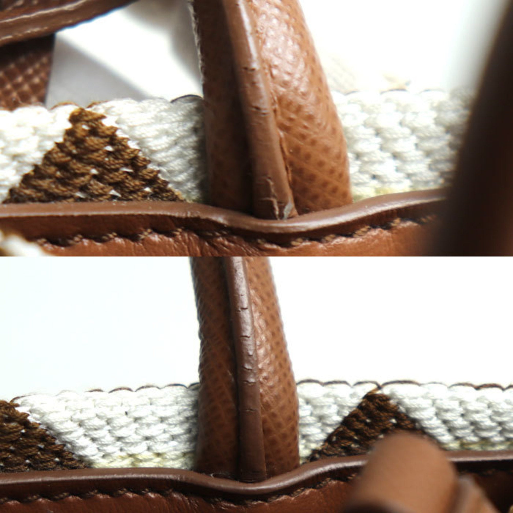 Prada Brown White Nylon Leather Shoulder Bag (Pre-Owned)