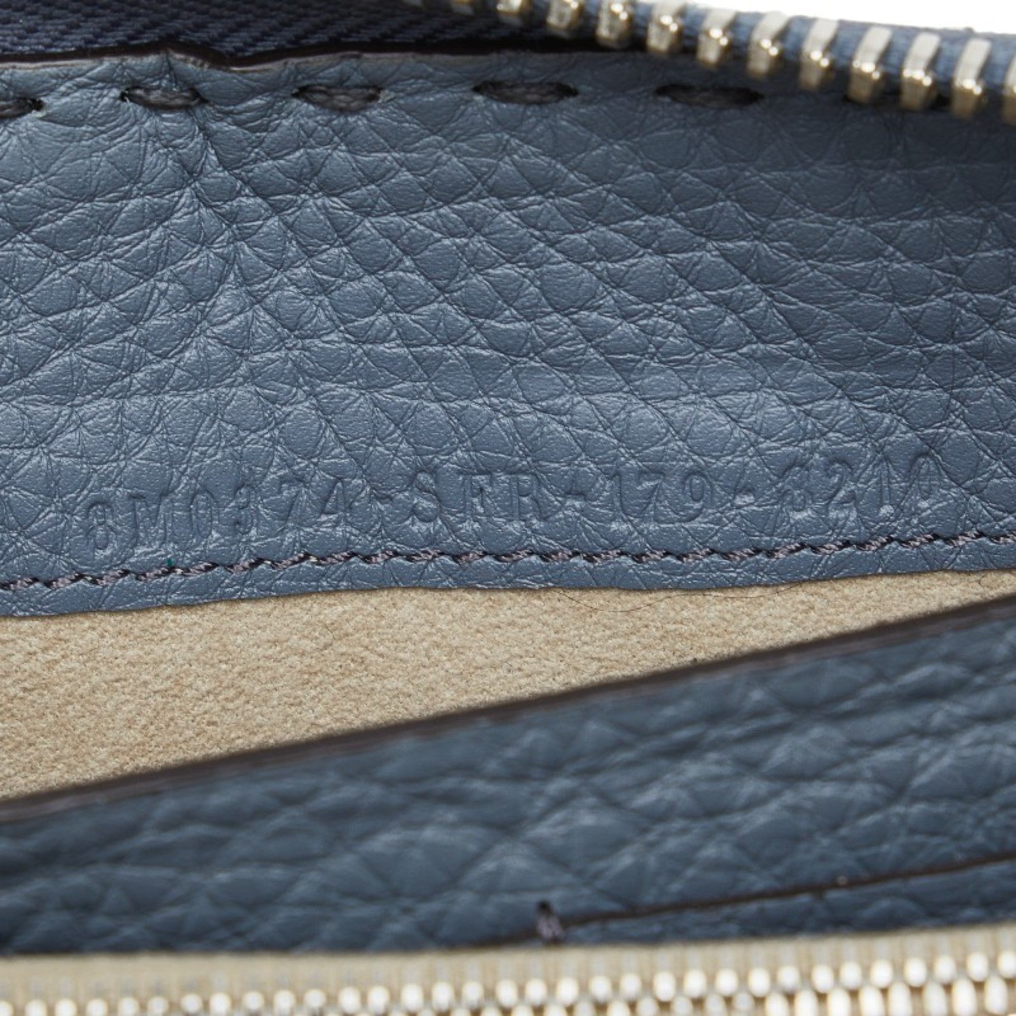Fendi Blue Gray Leather Long Wallet (Bi-Fold) (Pre-Owned)