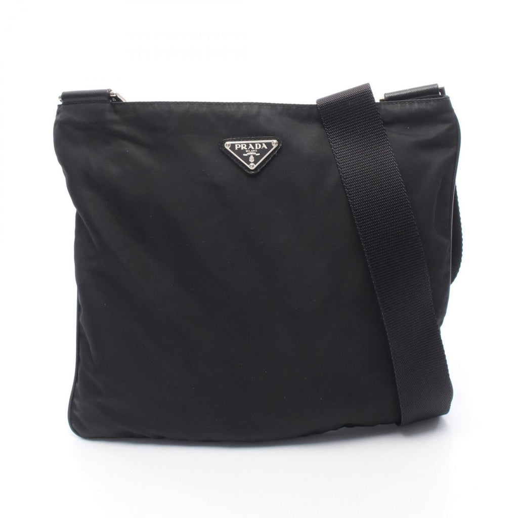 Prada Black Nylon Leather Handbag Shoulder Bag (Pre-Owned)