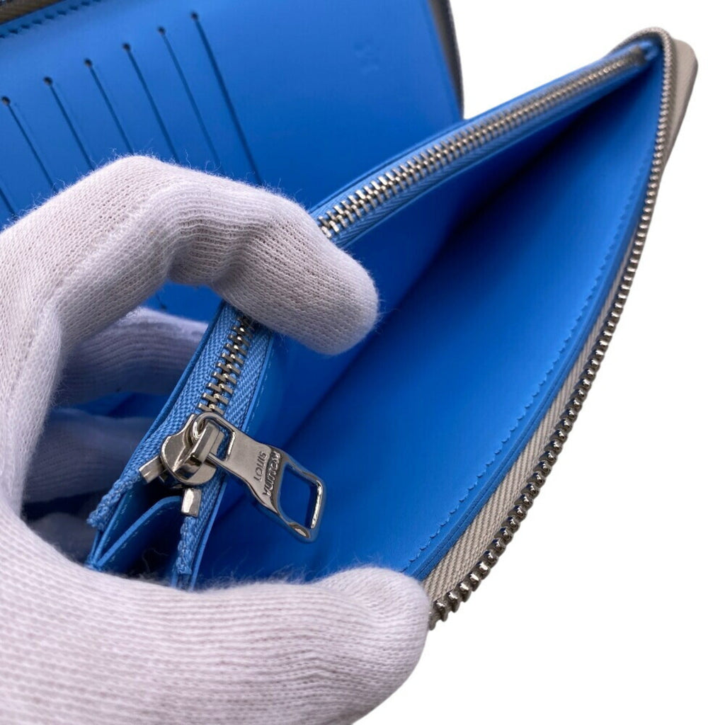Louis Vuitton Taurillon Blue Gray Leather Wallet (Bi-Fold) (Pre-Owned)