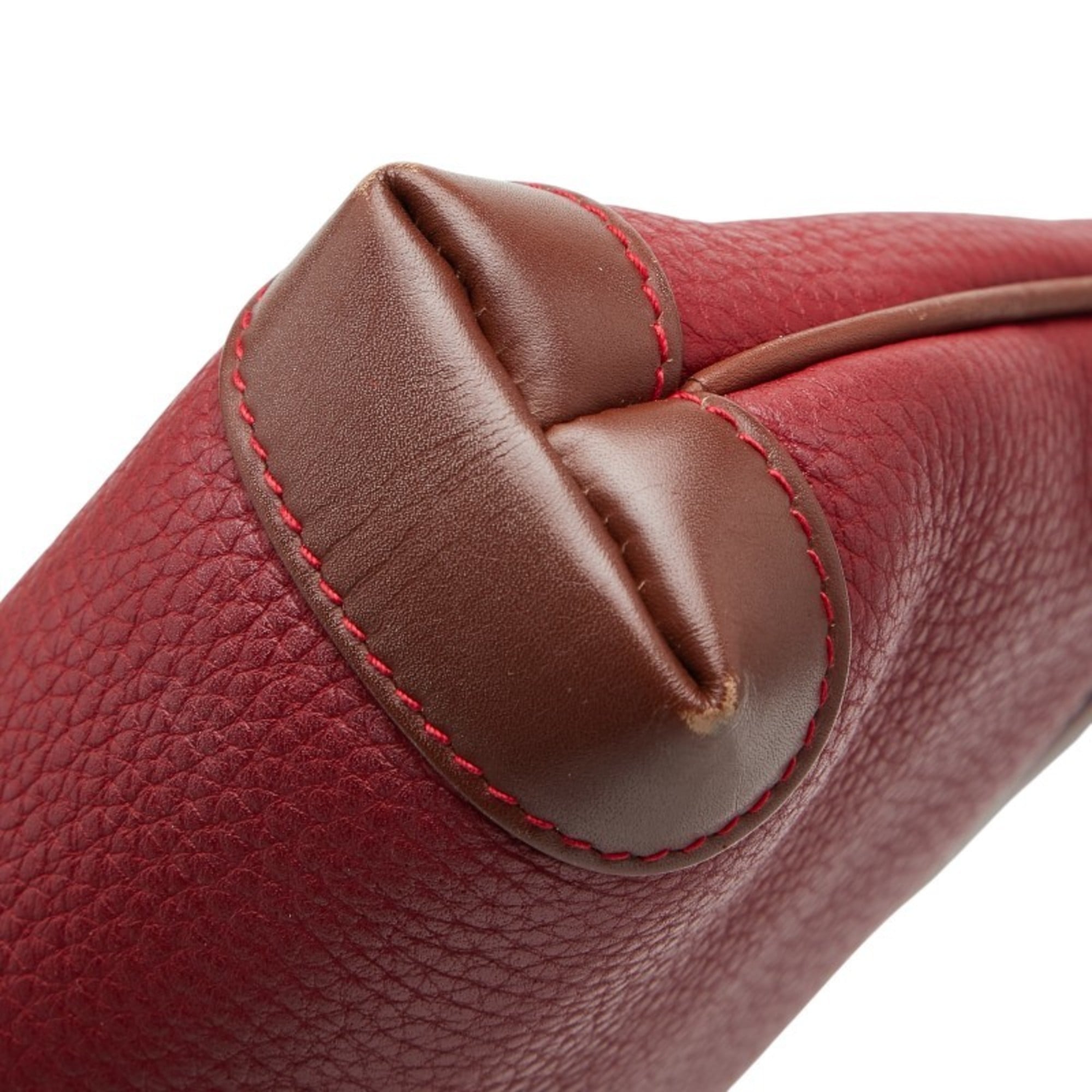 Gucci Red Brown Leather Shoulder Bag (Pre-Owned)