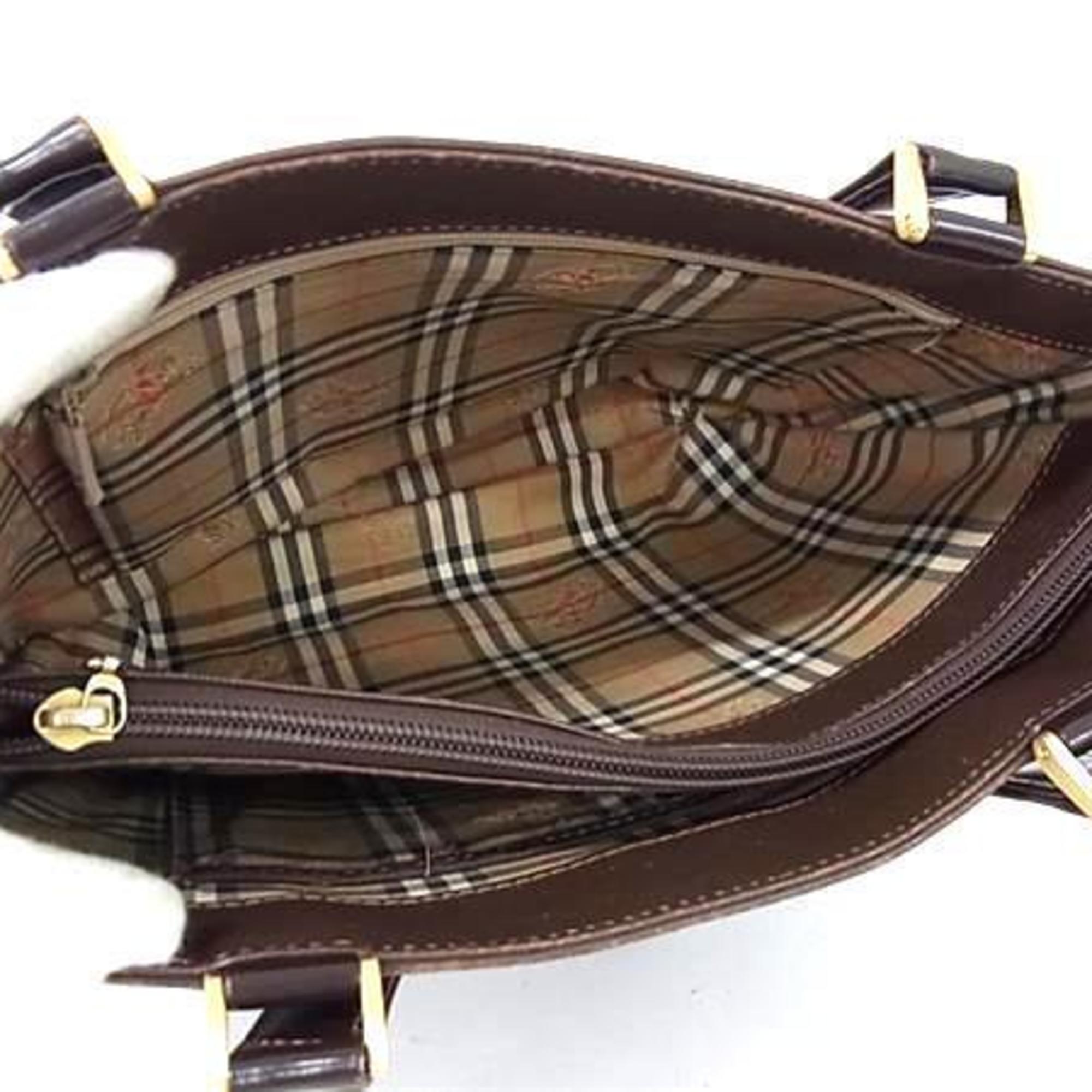 Burberry Brown Leather Handbag Tote Bag (Pre-Owned)