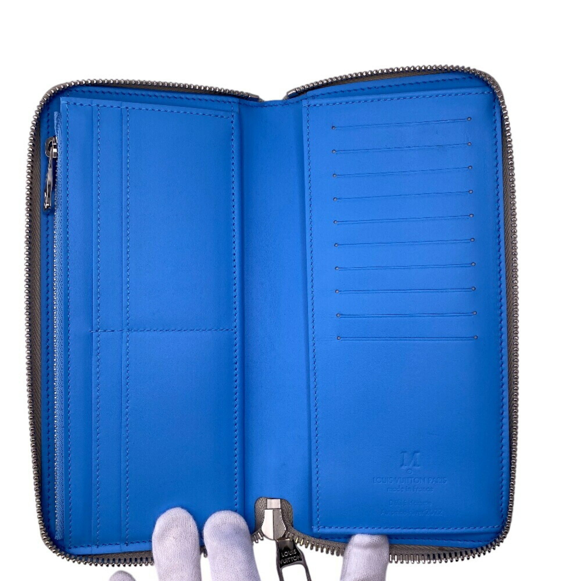 Louis Vuitton Taurillon Blue Gray Leather Wallet (Bi-Fold) (Pre-Owned)