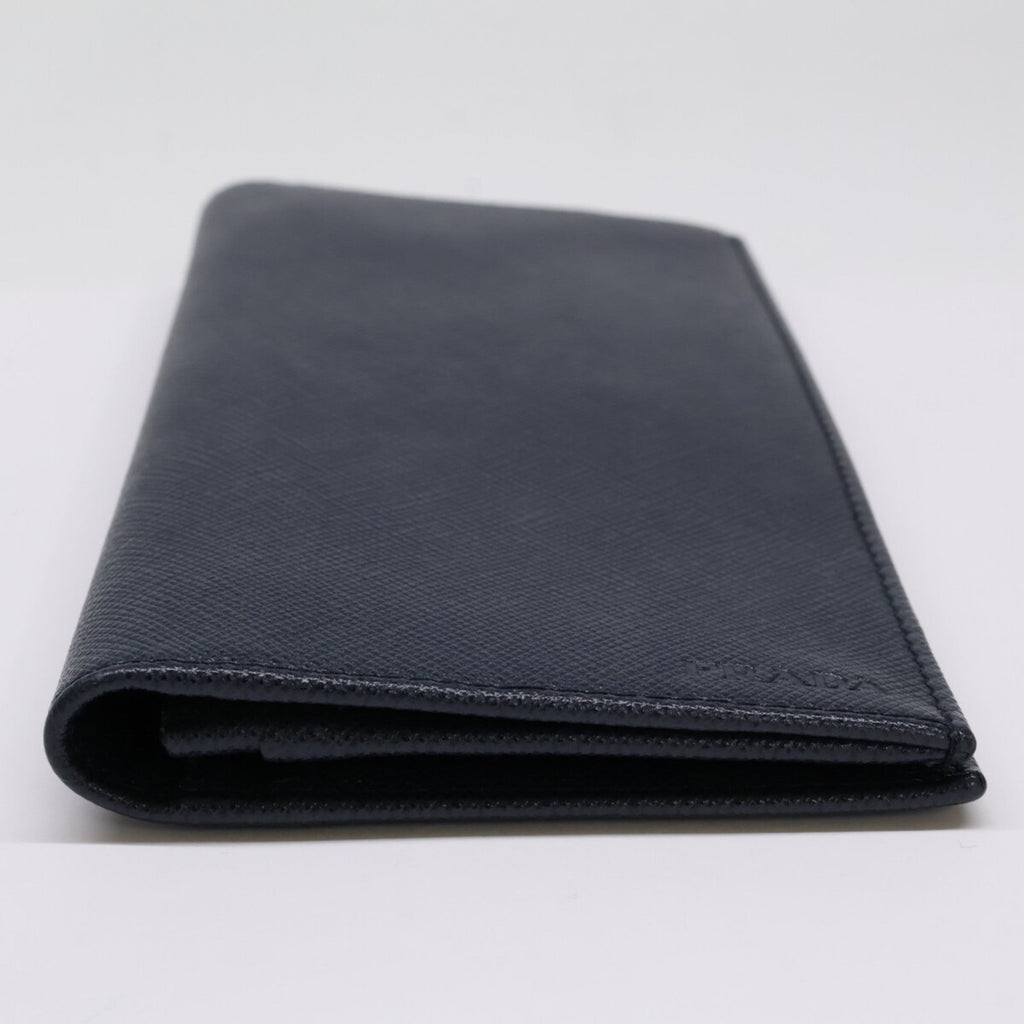 Prada Navy Leather Long Wallet (Bi-Fold) (Pre-Owned)