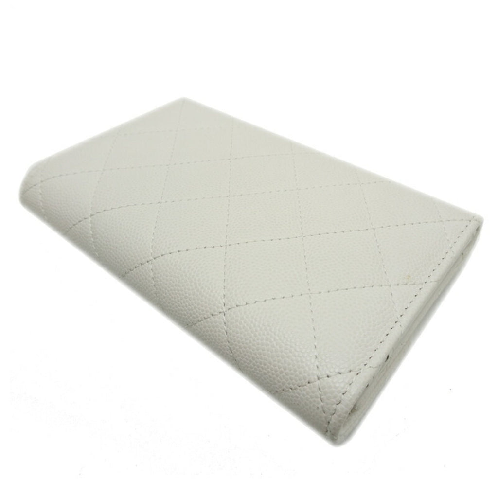 Chanel White Grained Calfskin Wallet (Tri-Fold) (Pre-Owned)