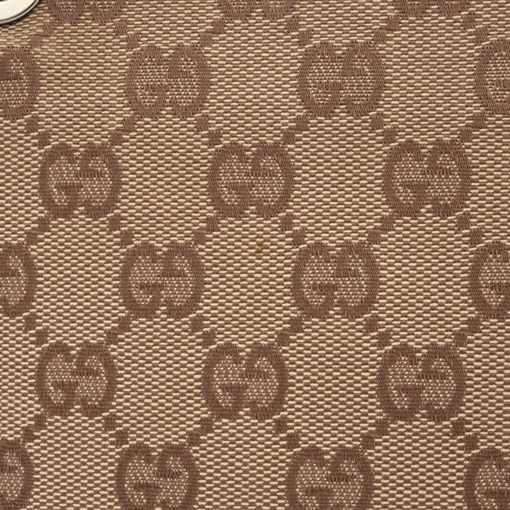 Gucci Beige Black Bamboo Canvas Handbag (Pre-Owned)