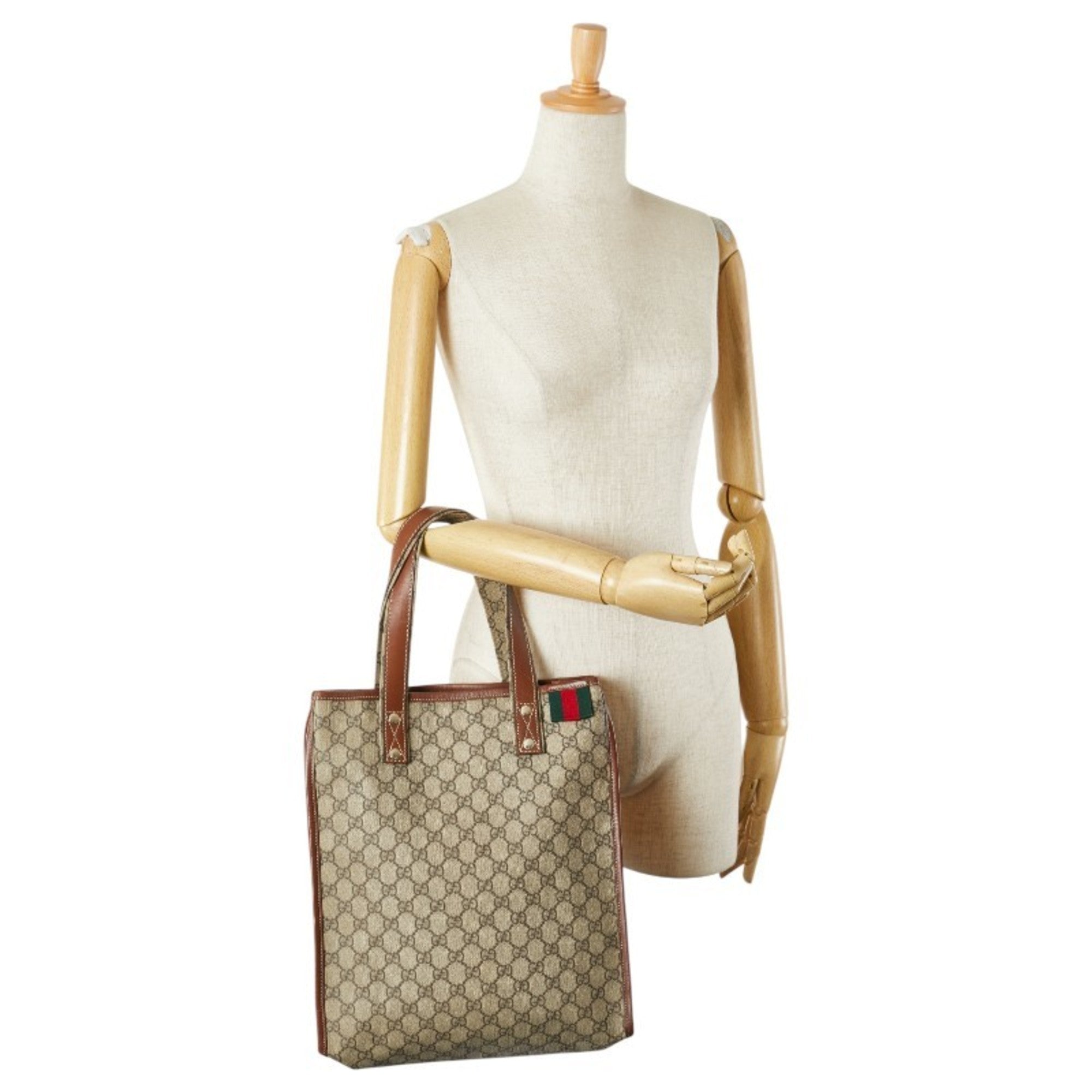 Gucci Beige Brown Pvc Leather Tote Bag (Pre-Owned)