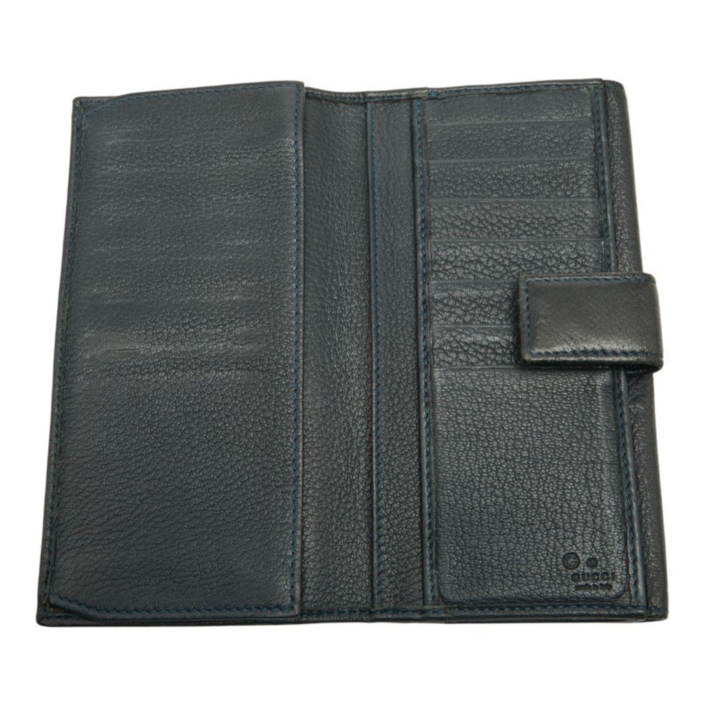Gucci Navy Leather Long Wallet (Bi-Fold) (Pre-Owned)