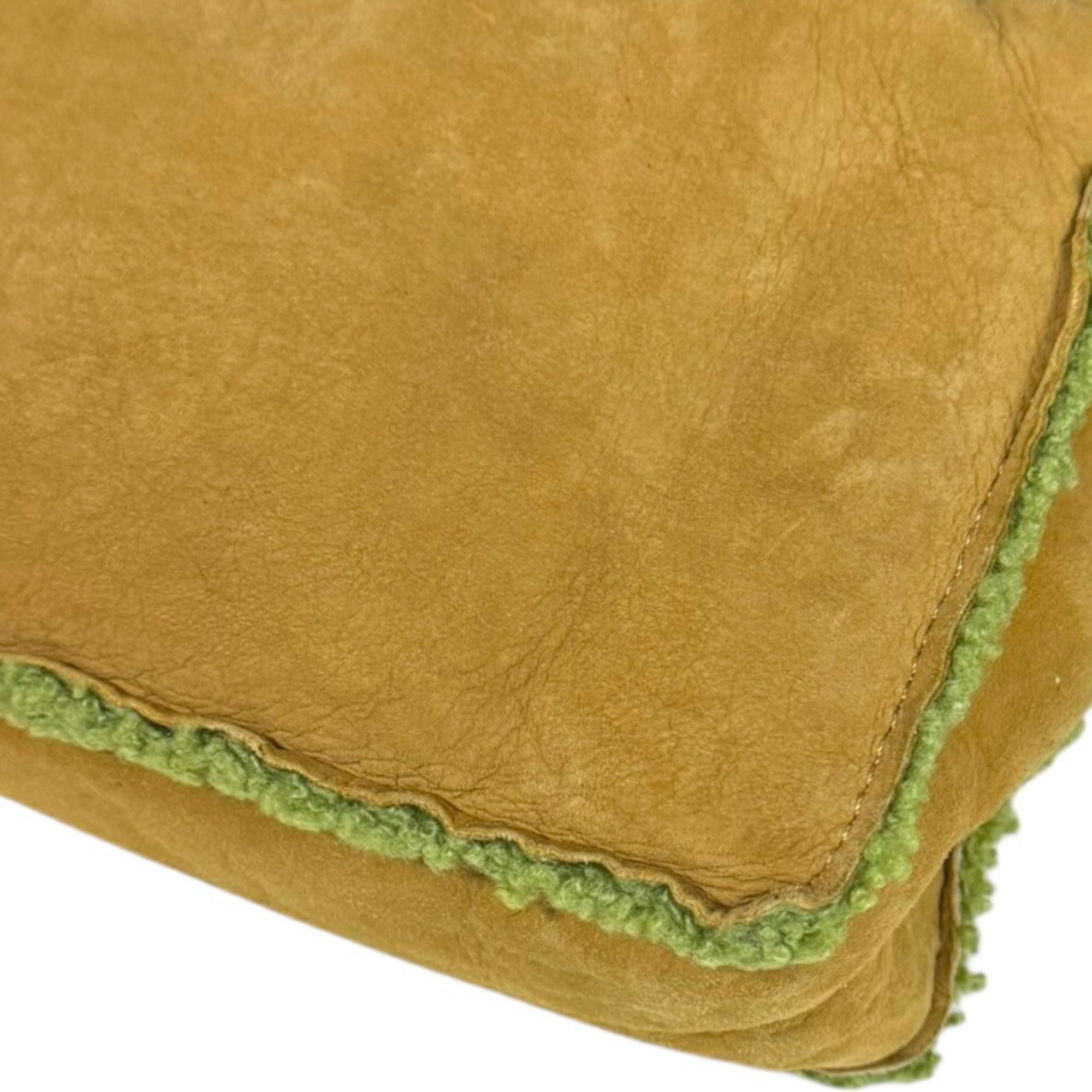 Chanel Mouton Brown Green Leather Handbag (Pre-Owned)
