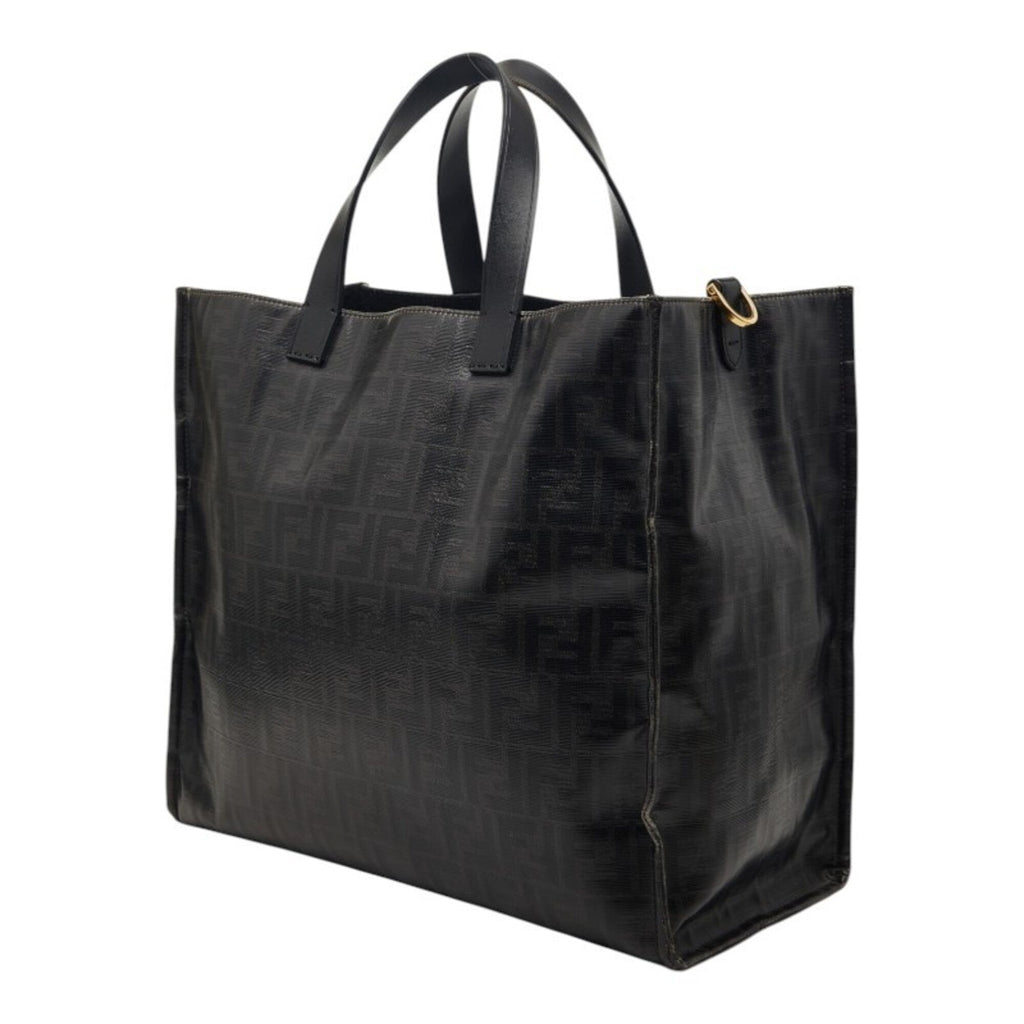 Fendi Black Pvc Wool Leather Tote Bag (Pre-Owned)