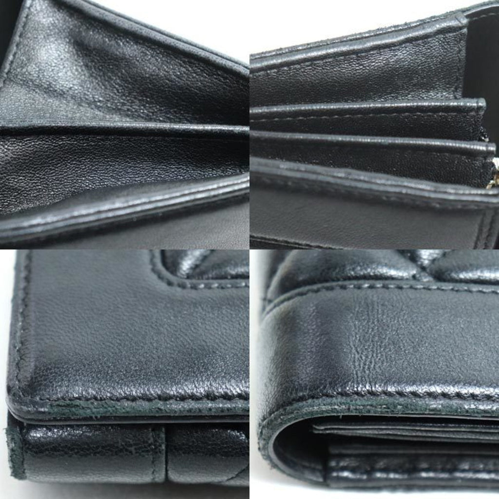 Chanel Black Leather Long Wallet (Bi-Fold) (Pre-Owned)