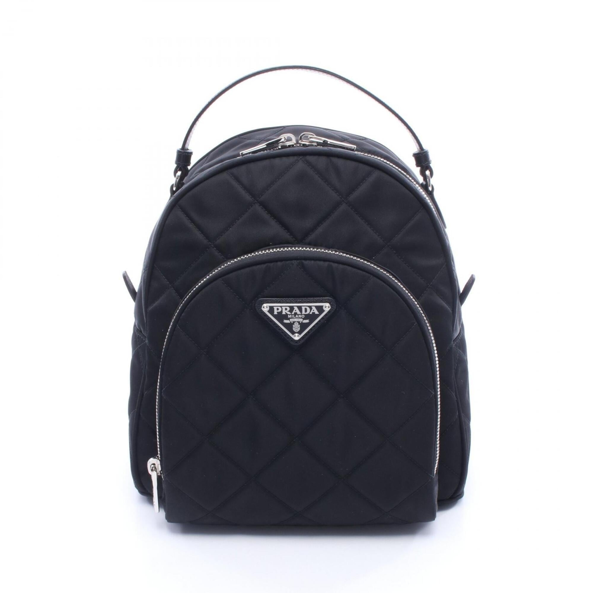 Prada Black Nylon Leather Backpack Handbag (Pre-Owned)