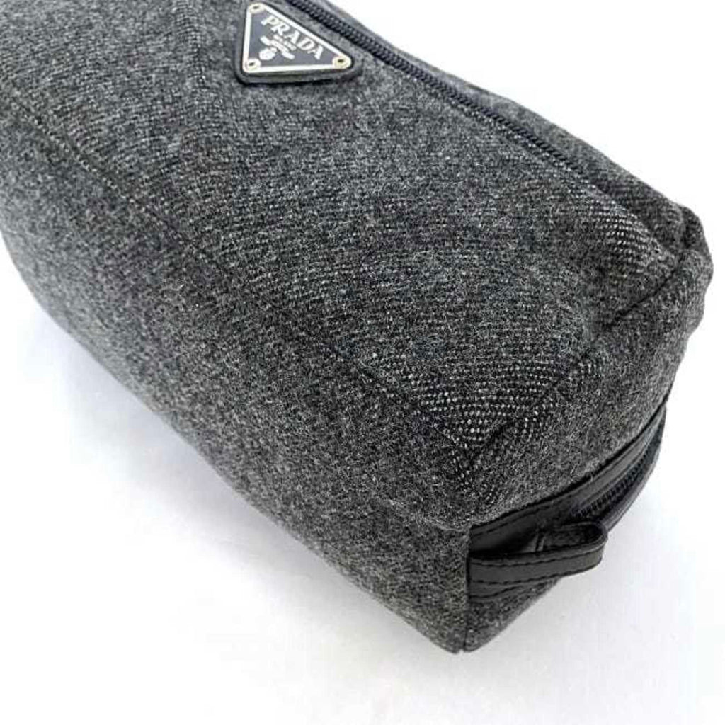 Prada Gray Tweed Wool Nylon Pouch (Pre-Owned)