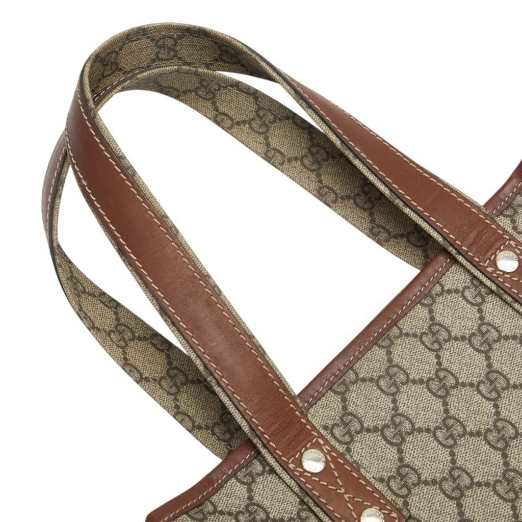 Gucci Sherry Line Beige Brown Pvc Leather Tote Bag (Pre-Owned)