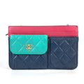 Chanel Navy Pink Grained Calfskin Pochette Shoulder Bag (Pre-Owned)
