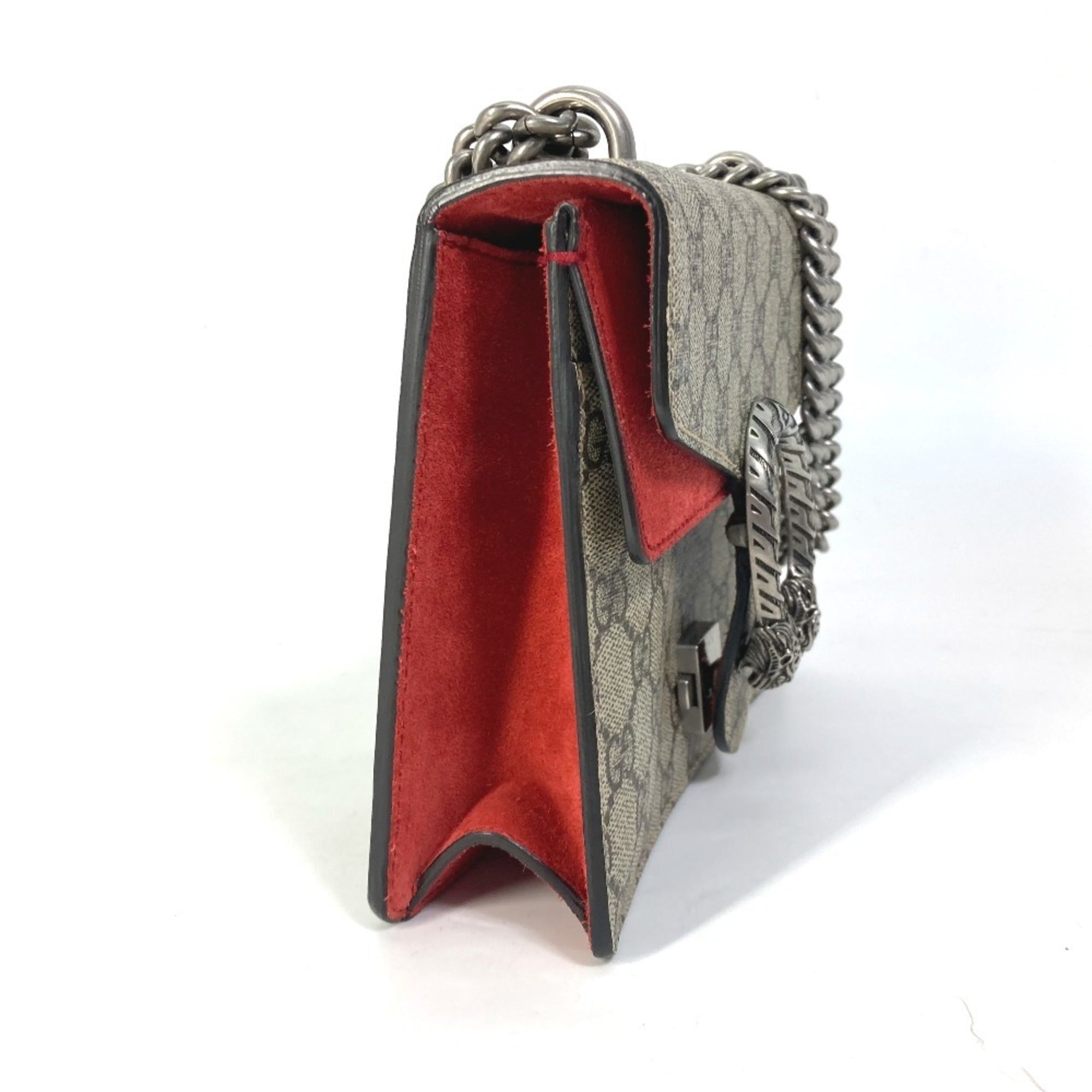 Gucci Beige Red Color Gg Supreme Shoulder Bag (Pre-Owned)