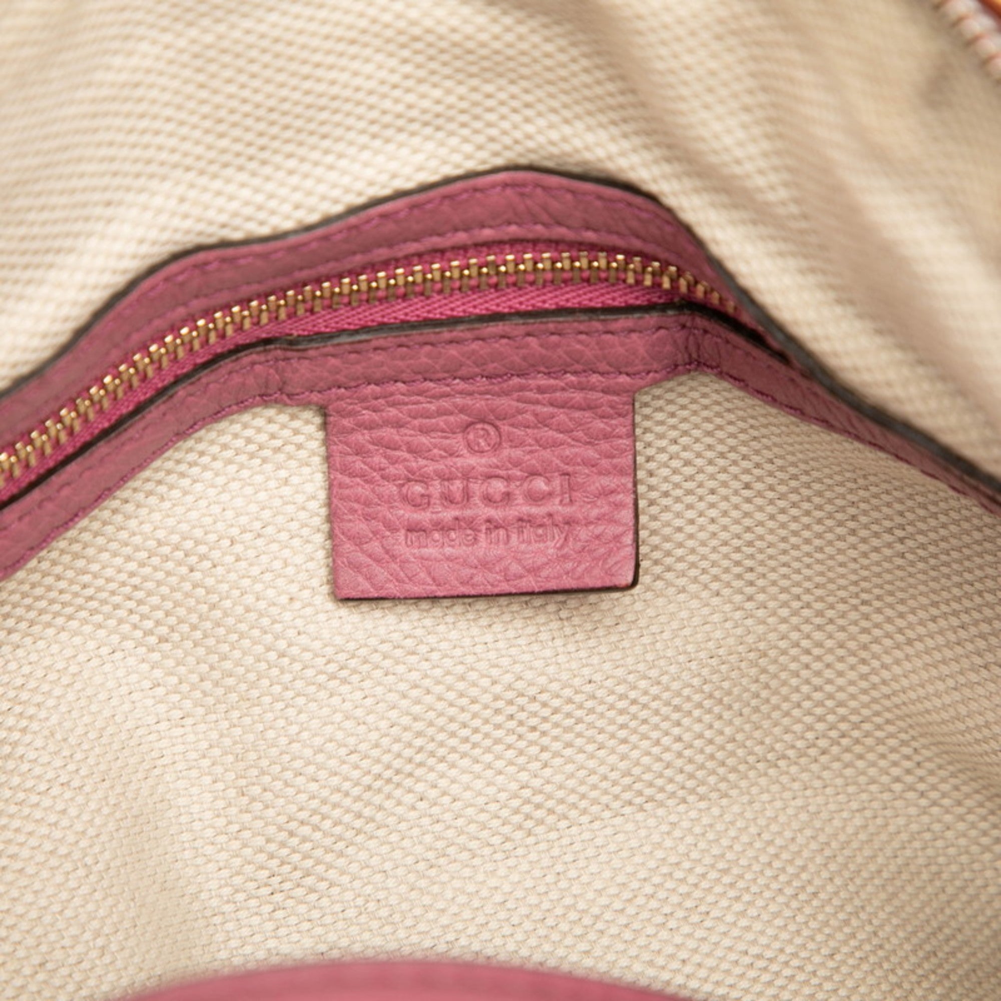 Gucci Pink Leather Boston Bag Handbag (Pre-Owned)