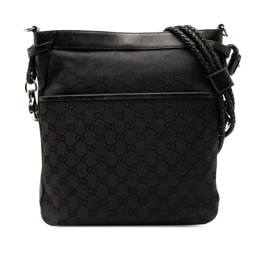 Gucci Black Canvas Leather Shoulder Bag (Pre-Owned)
