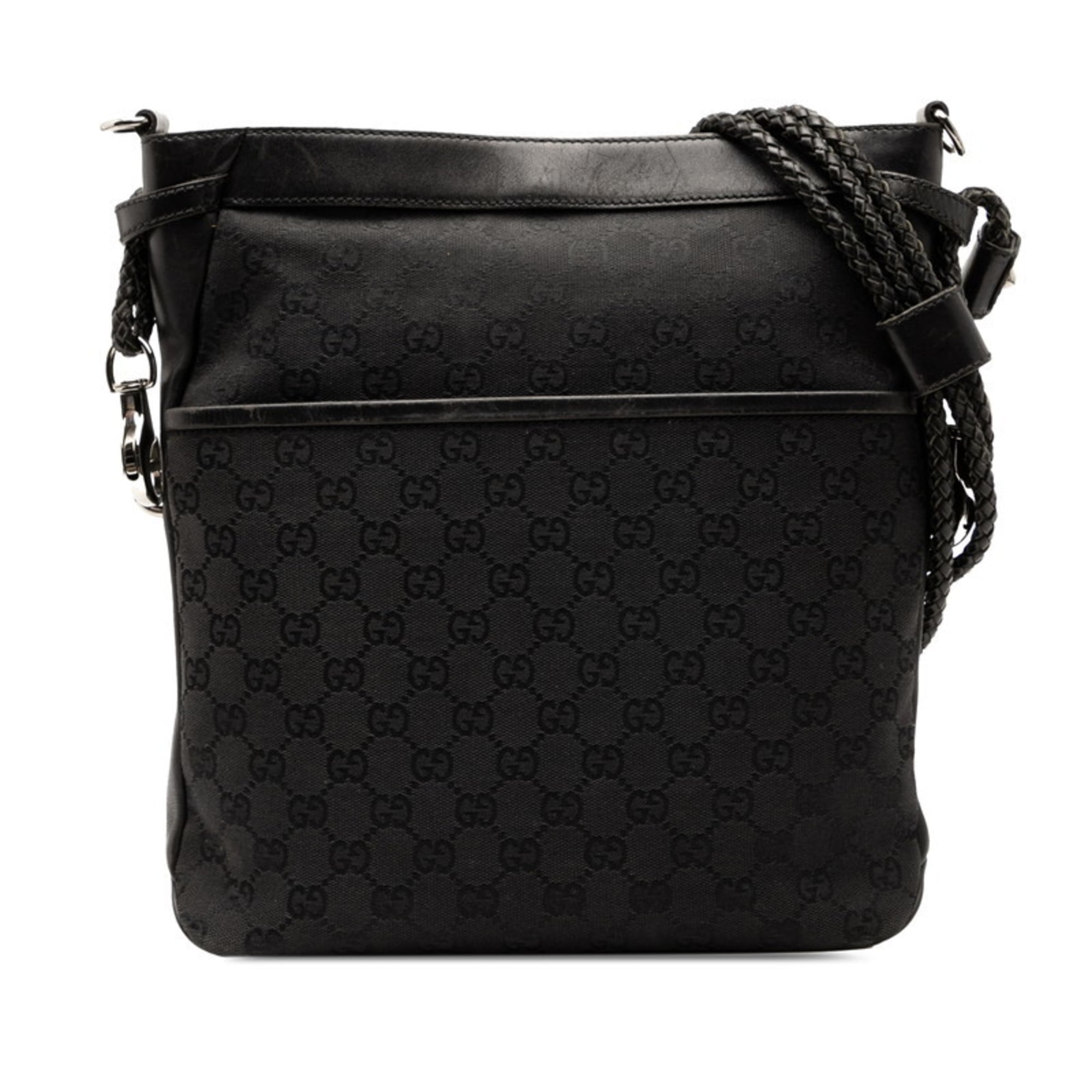 Gucci Black Canvas Leather Shoulder Bag (Pre-Owned)