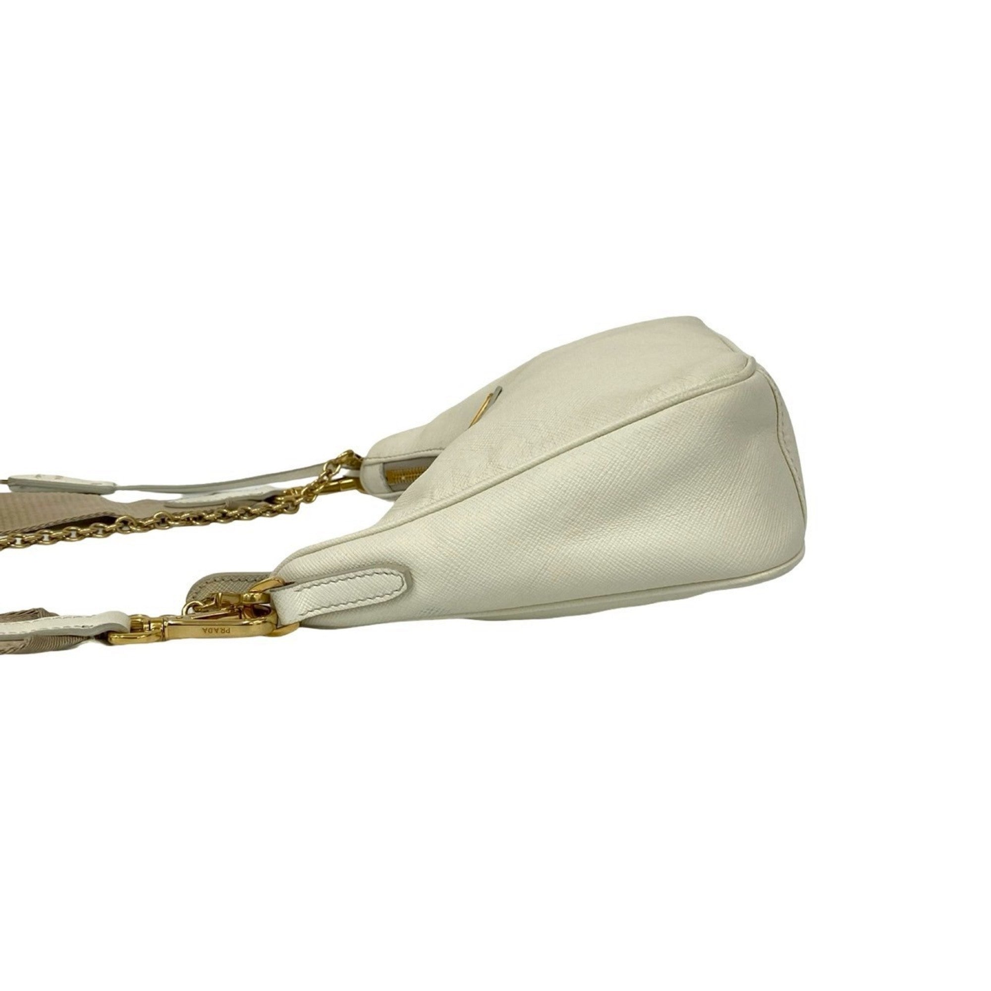 Prada White Leather Pochette Pouch Shoulder Bag (Pre-Owned)