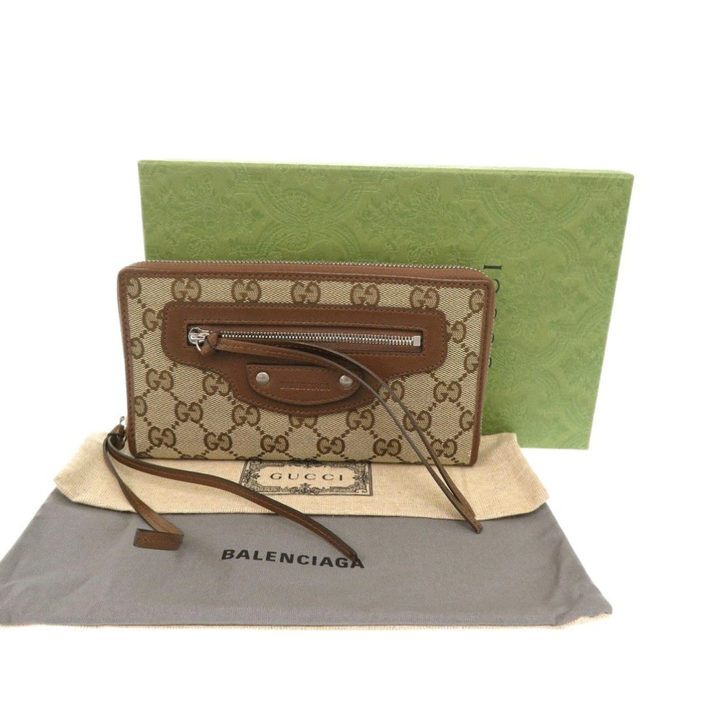 Gucci Beige Brown Gg Canvas Long Wallet (Bi-Fold) (Pre-Owned)