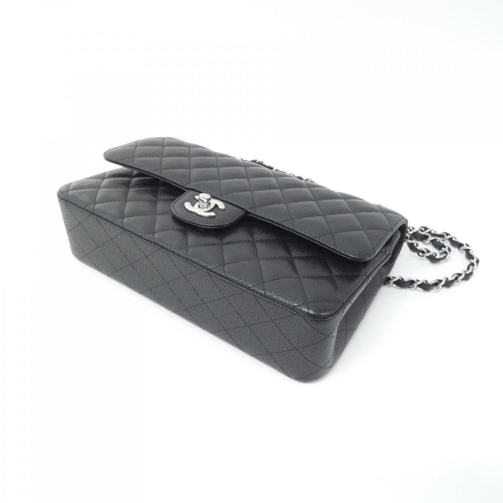 Chanel Black Bordeaux Grained Calfskin Shoulder Bag (Pre-Owned)