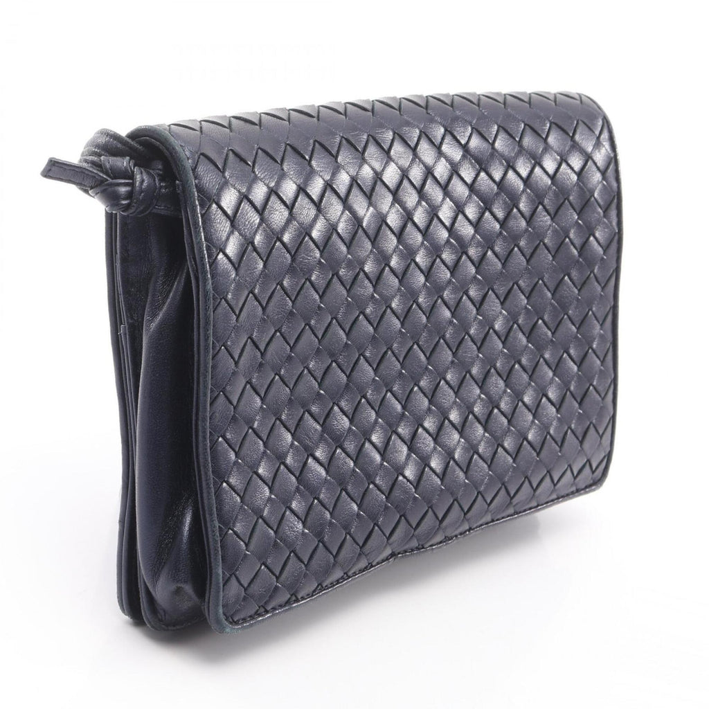 Bottega Veneta Navy Intrecciato Shoulder Bag (Pre-Owned)