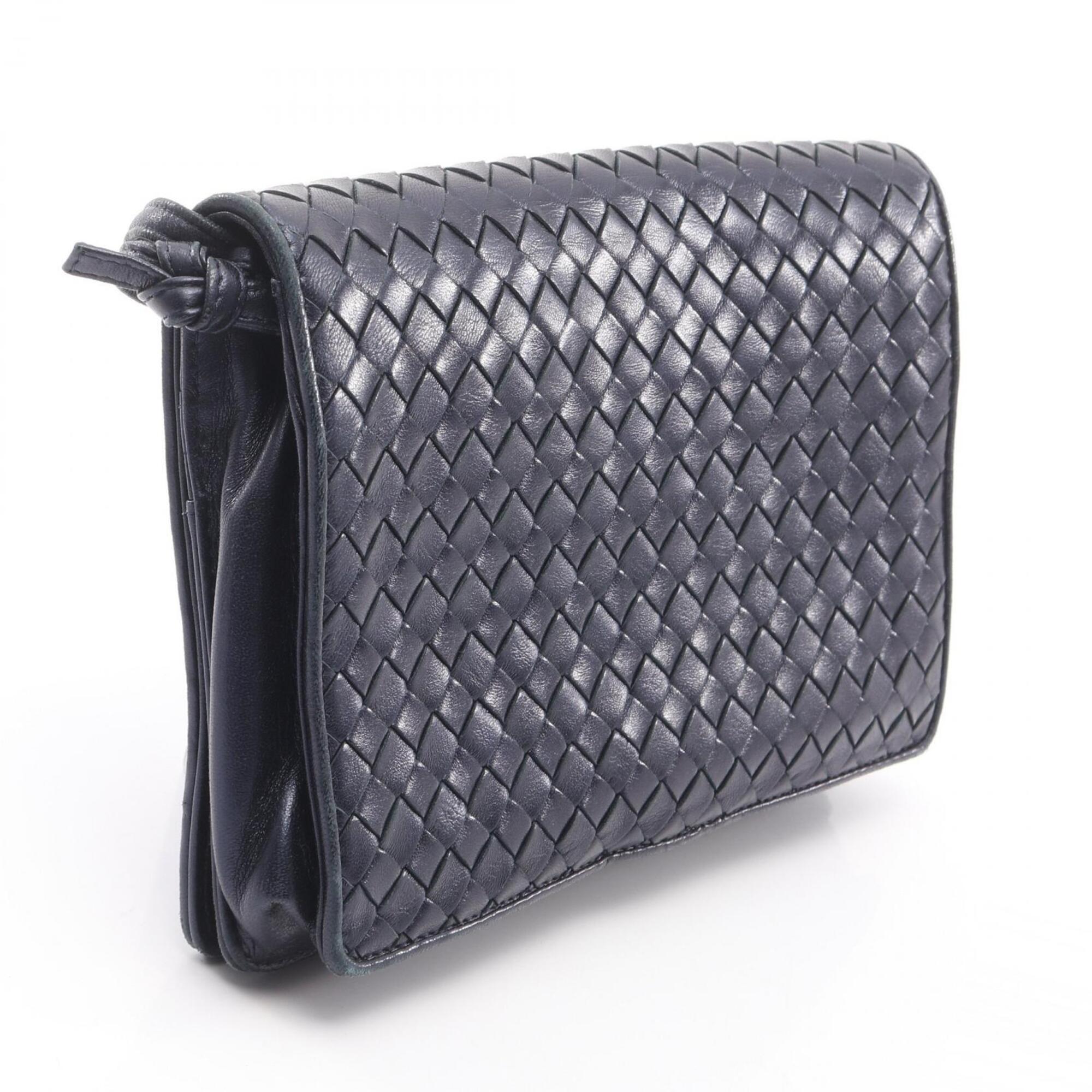 Bottega Veneta Navy Intrecciato Shoulder Bag (Pre-Owned)