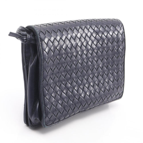 Bottega Veneta Navy Intrecciato Shoulder Bag (Pre-Owned)