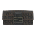 Fendi Brown Canvas Leather Long Wallet (Bi-Fold) (Pre-Owned)