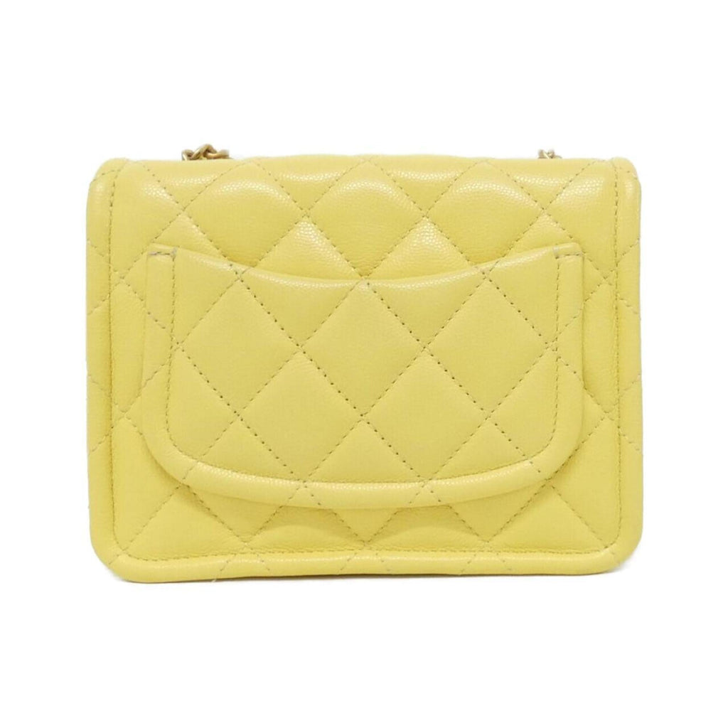 Chanel Yellow Grained Calfskin Shoulder Bag (Pre-Owned)