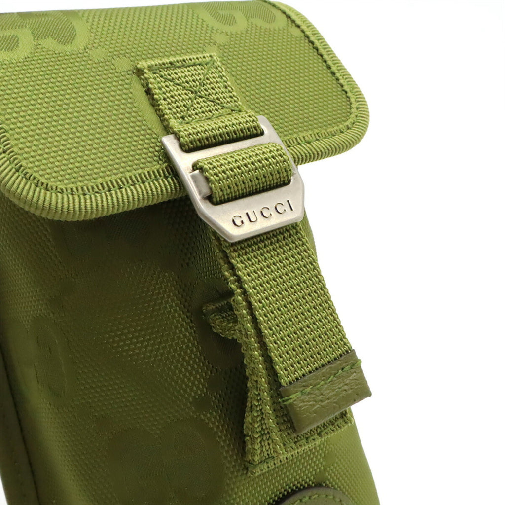 Gucci Green Khaki Nylon Canvas Leather Shoulder Bag (Pre-Owned)