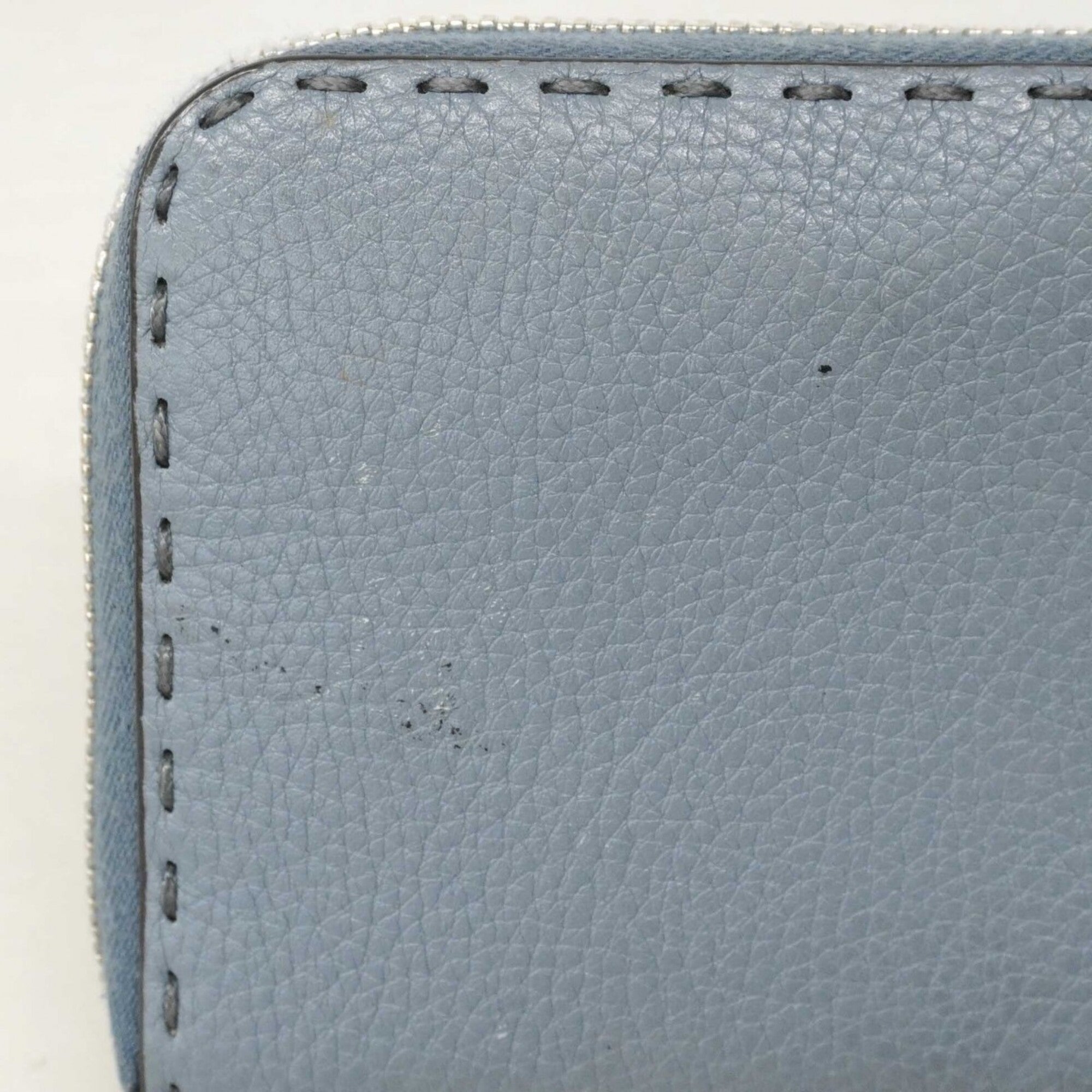 Fendi Blue Leather Long Wallet (Bi-Fold) (Pre-Owned)