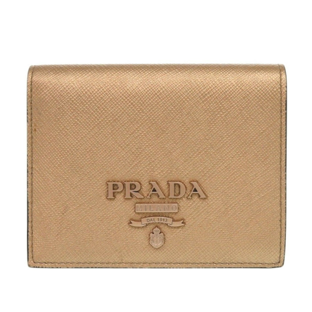 Prada Gold Saffiano Wallet (Bi-Fold) (Pre-Owned)
