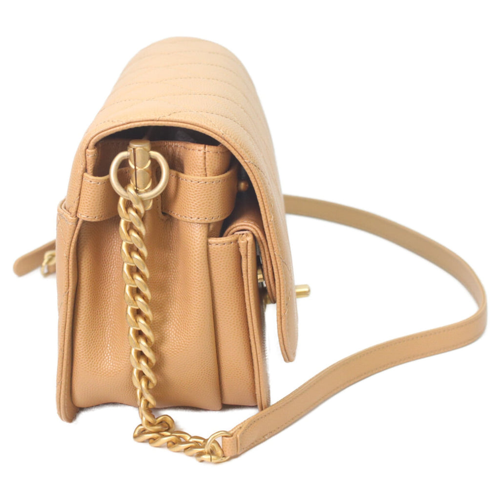 Chanel Beige Grained Calfskin Shoulder Bag (Pre-Owned)