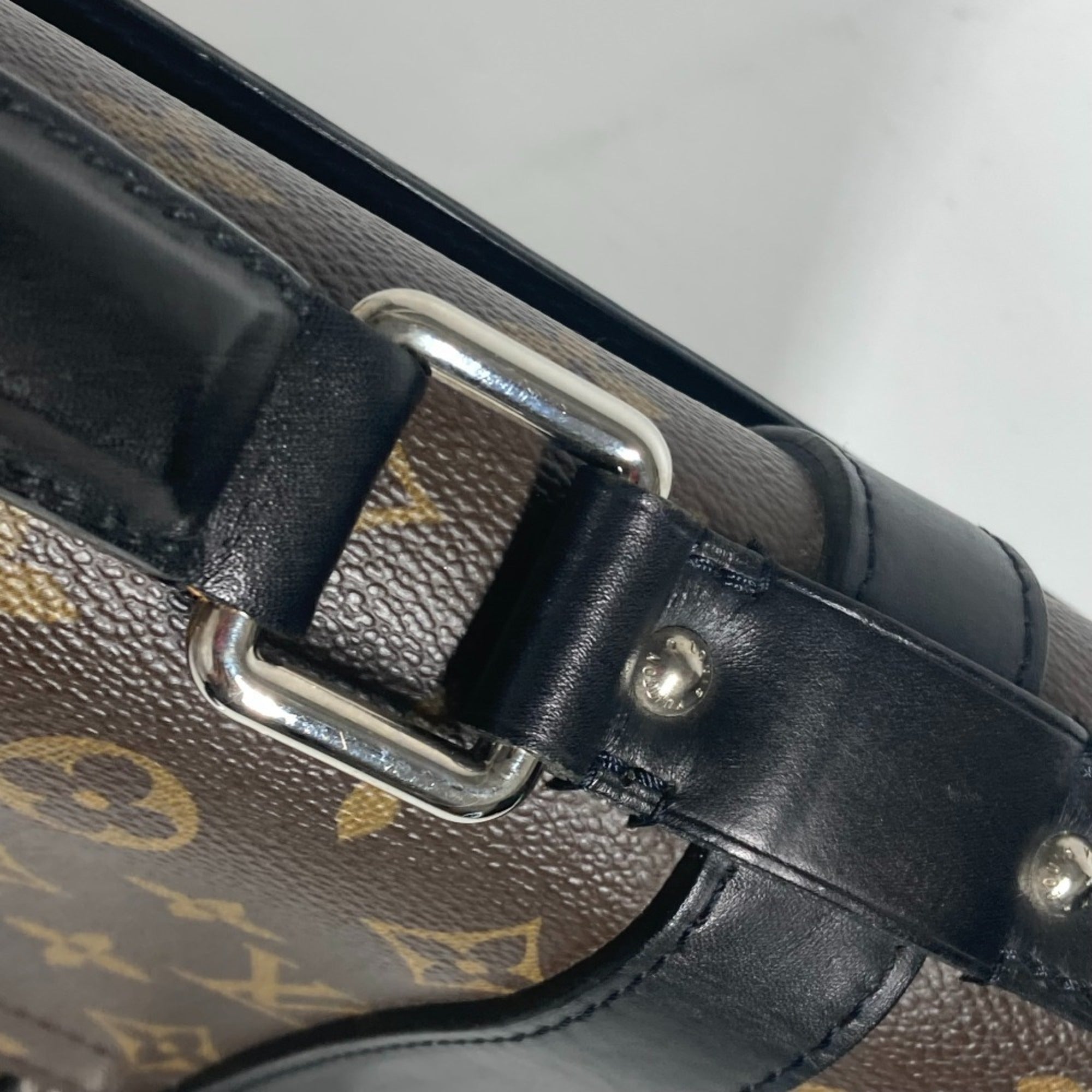 Louis Vuitton Black Brown Monogram Monogram Briefcase Handbag Tote Bag (Pre-Owned)