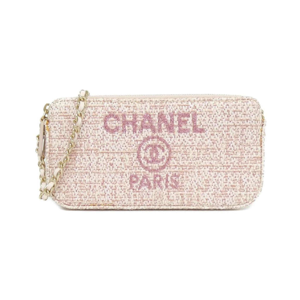Chanel Pink Canvas Nylon Chain/Shoulder Wallet (Pre-Owned)